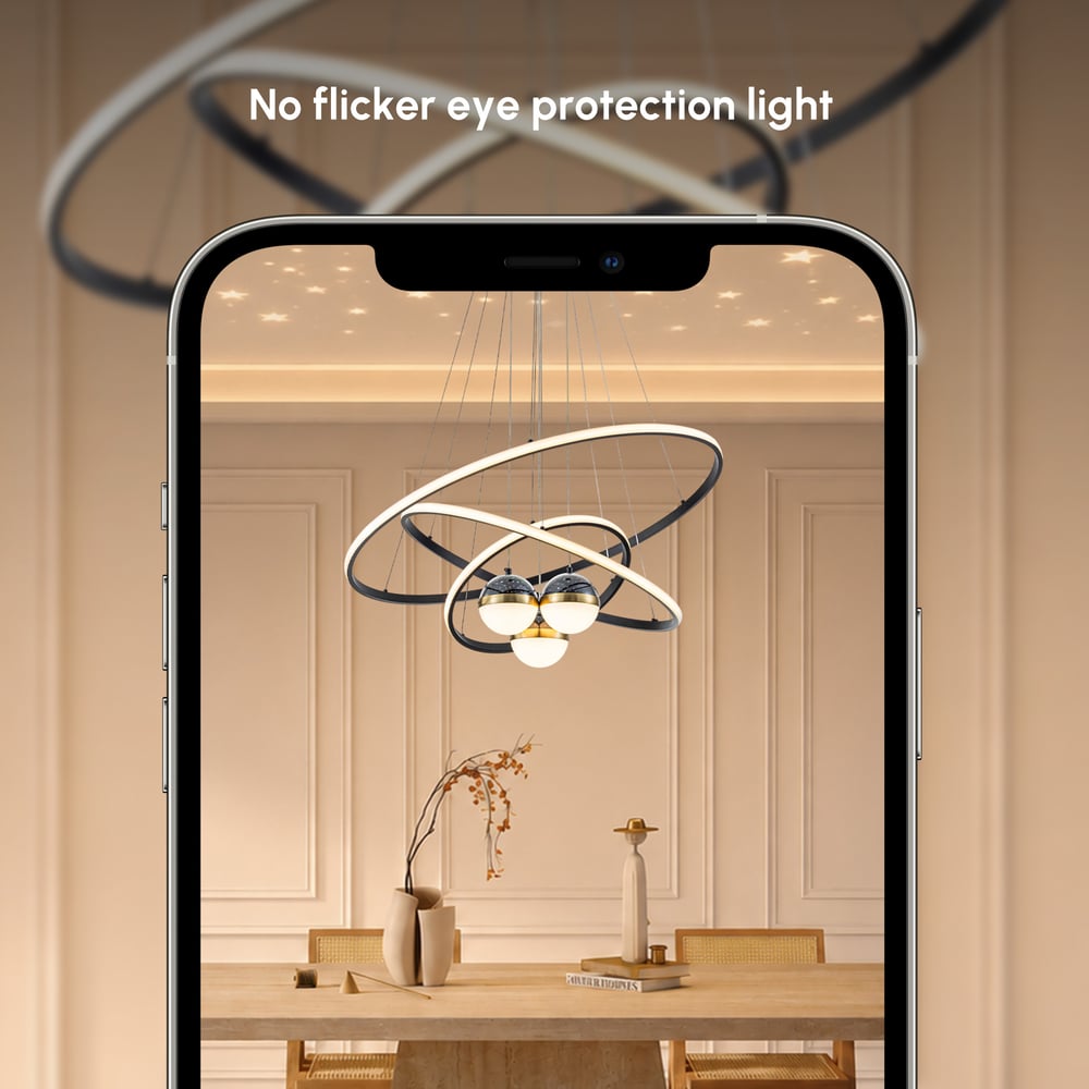 31" 6-Light LED Chandelier with Starry Projection, Dimmable & Adjustable window image