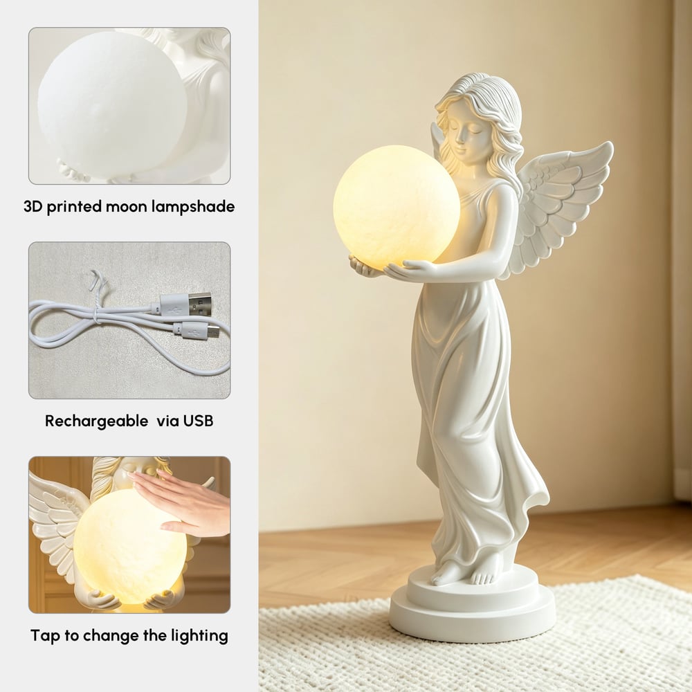 Angel Statue with Decorative Light Globe & Remote Control window image