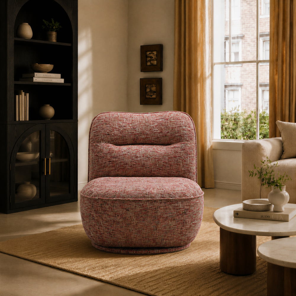 Performance Linen Swivel Slipper Accent Chair window image