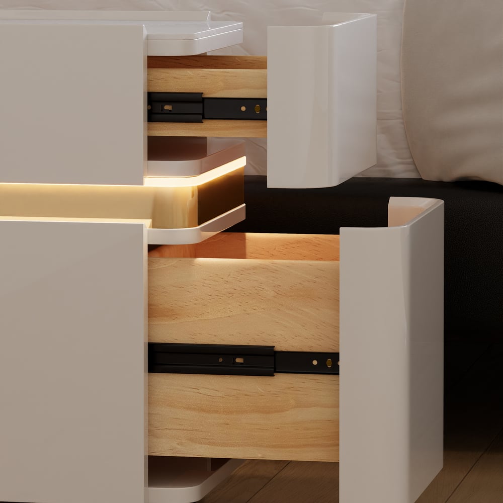 Narrow Smart LED Nightstand with  Sintered Stone Top window image