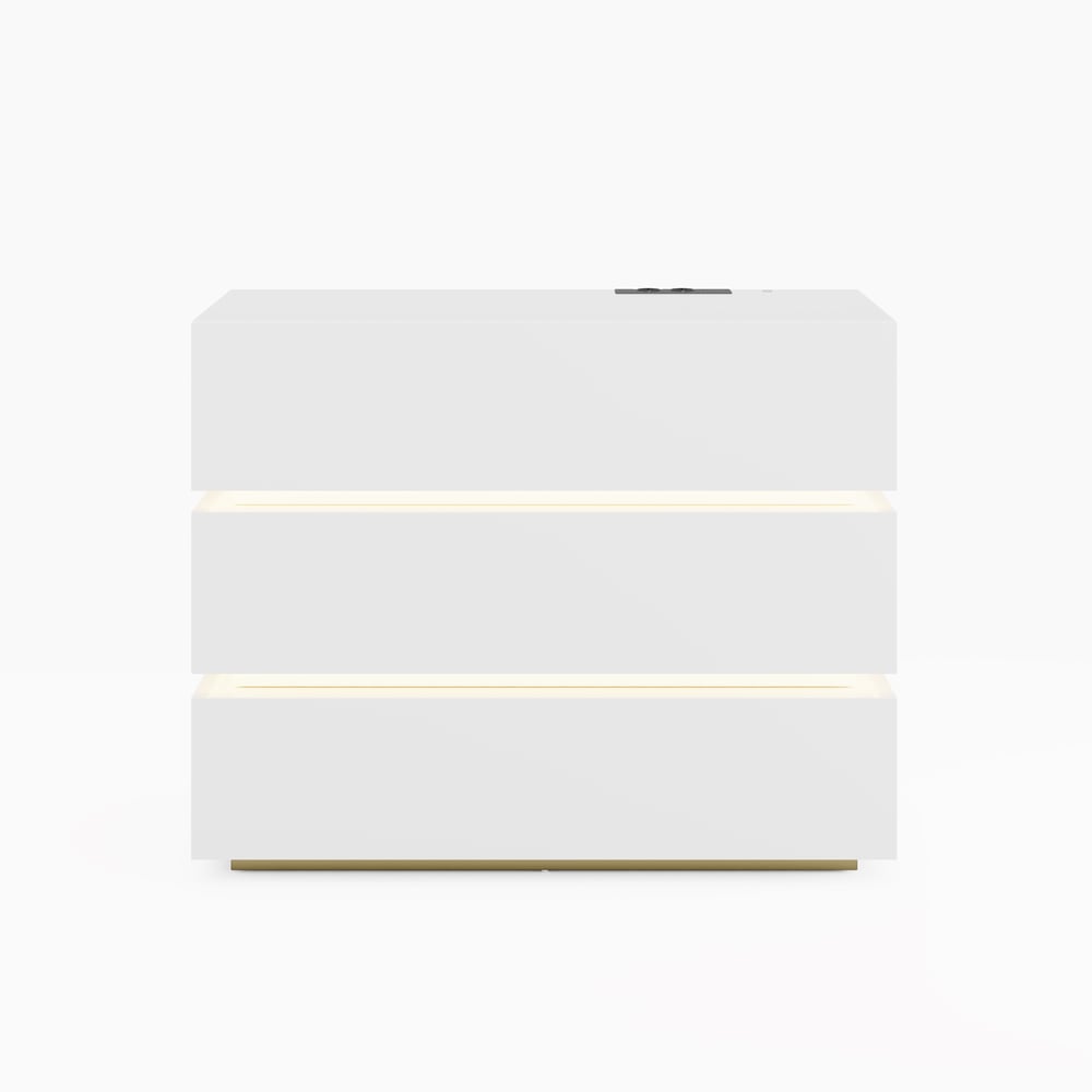 Commode à 3 tiroirs à DEL Lumio de 39 po avec borne de recharge image de fenêtre