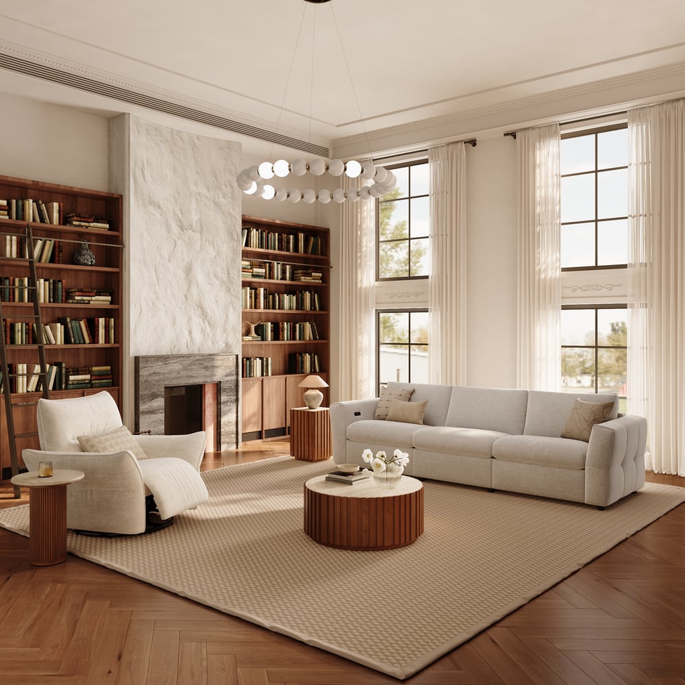 Glidio Chenille Power Reclining Sofa with Adjustable Headrests window image