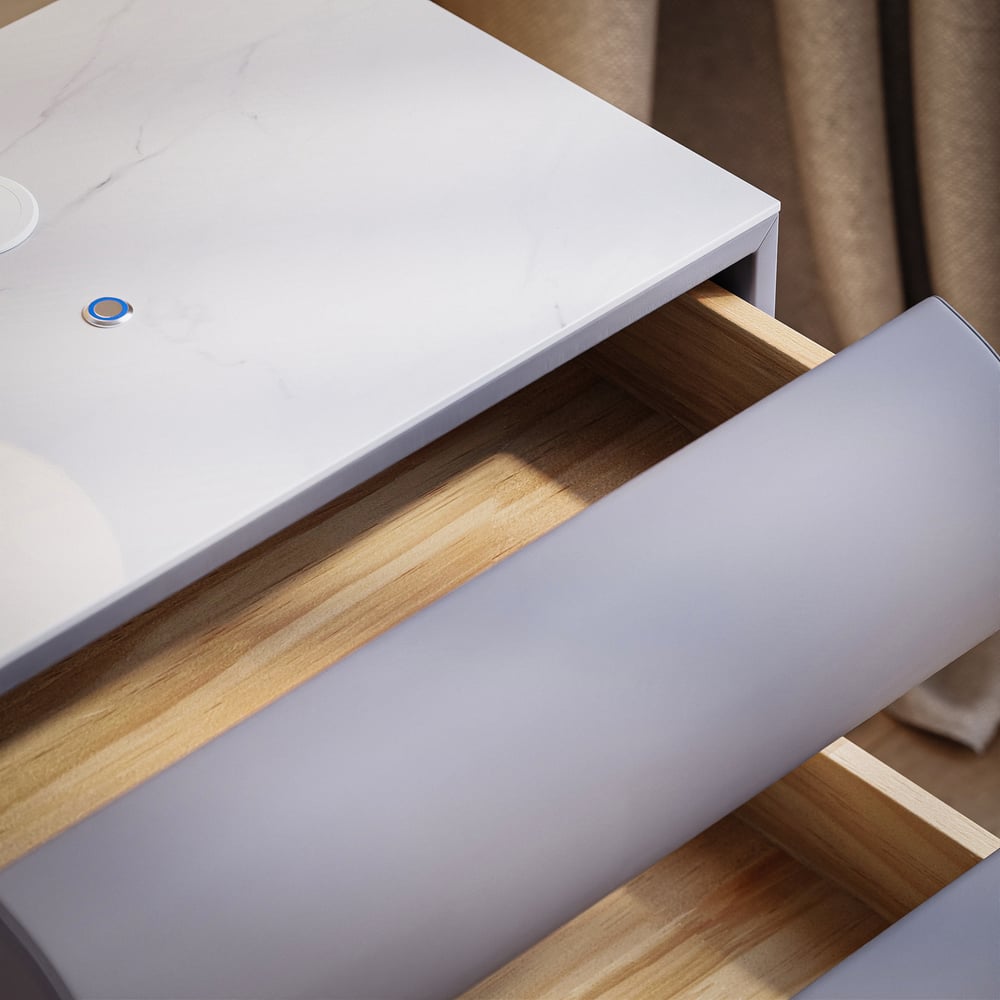 Humply Leather 3-Drawer Smart LED Nightstand window image