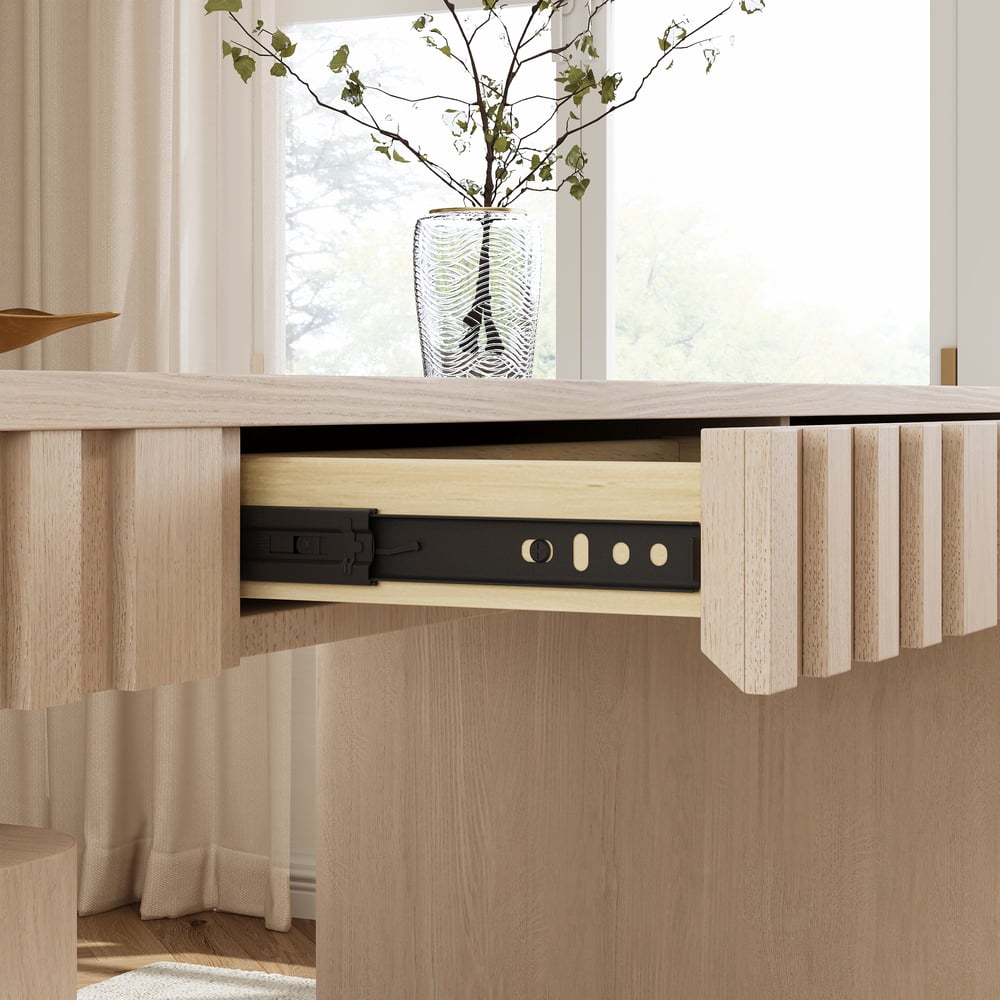 Aura 160 cm Whitewash Fluted Electric Adjustable Standing Desk window image