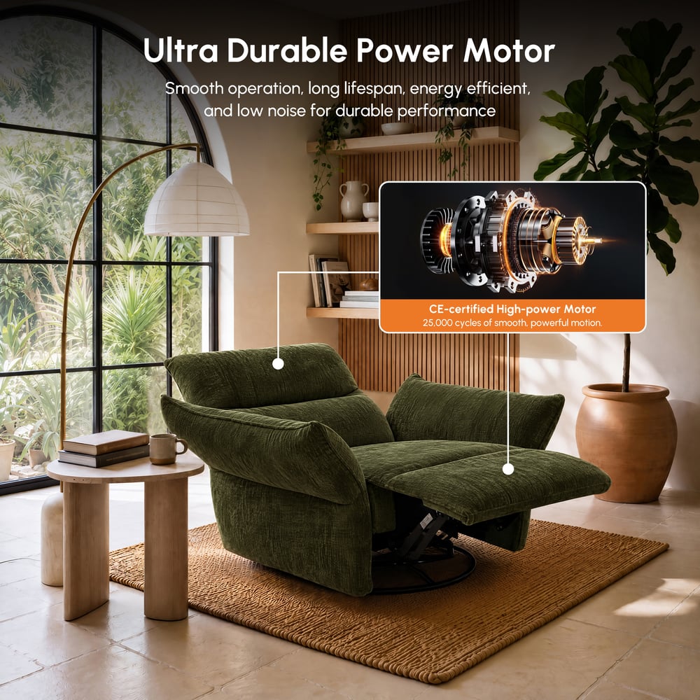 Florvia Chenille Dual-Motor Reclining Lounge Chair window image