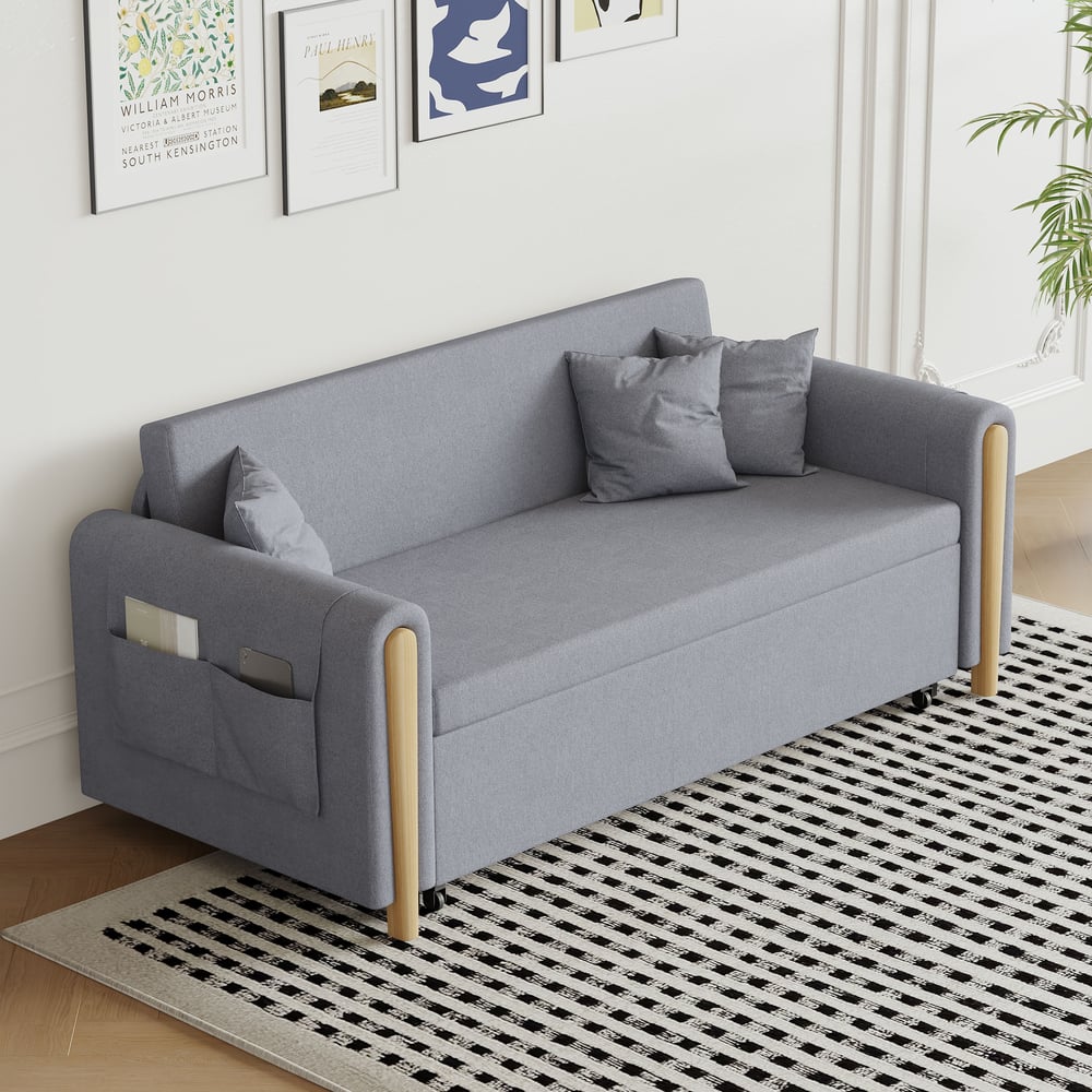 72" Full 2-Seater Linen Convertible Sleeper Sofa window image