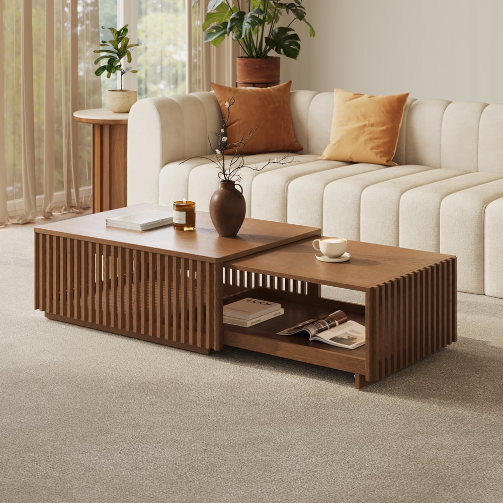 33"-55" Extendable Walnut Coffee Table with Storage window image