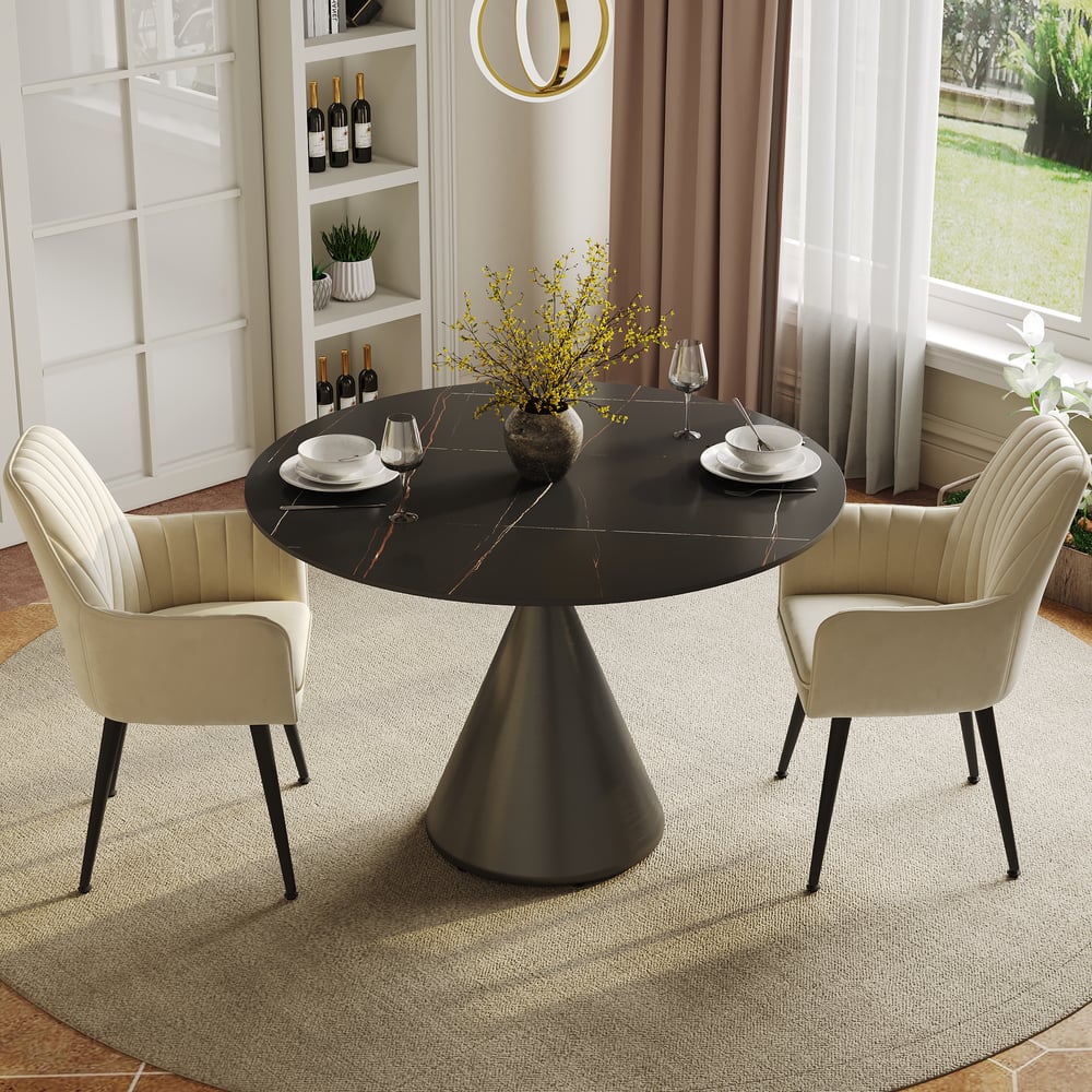 39" Modern Sintered Stone Dining Table Set with 2 Chairs window image