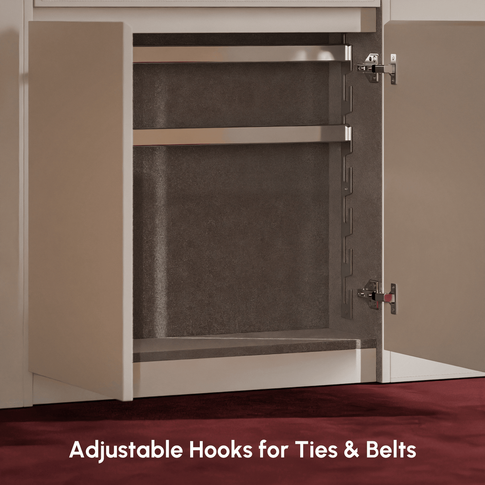 Selvo Saddle Leather Glass Top Closet Island with Storage, Light and Jewelry Display window image