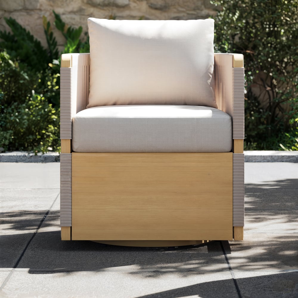 Costra Outdoor Aluminum & Rope Weave Swivel Dining Chairs, Set of 2 window image