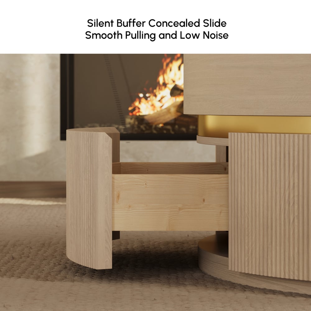Table basse ronde à plateau relevable cannelé de 32 pouces avec 2 tiroirs image de fenêtre