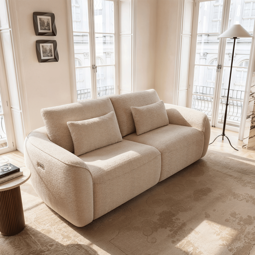 Canapé inclinable électrique 2 places en chenille, 212 cm, compatible avec les animaux domestiques, avec dossier réglable image de fenêtre