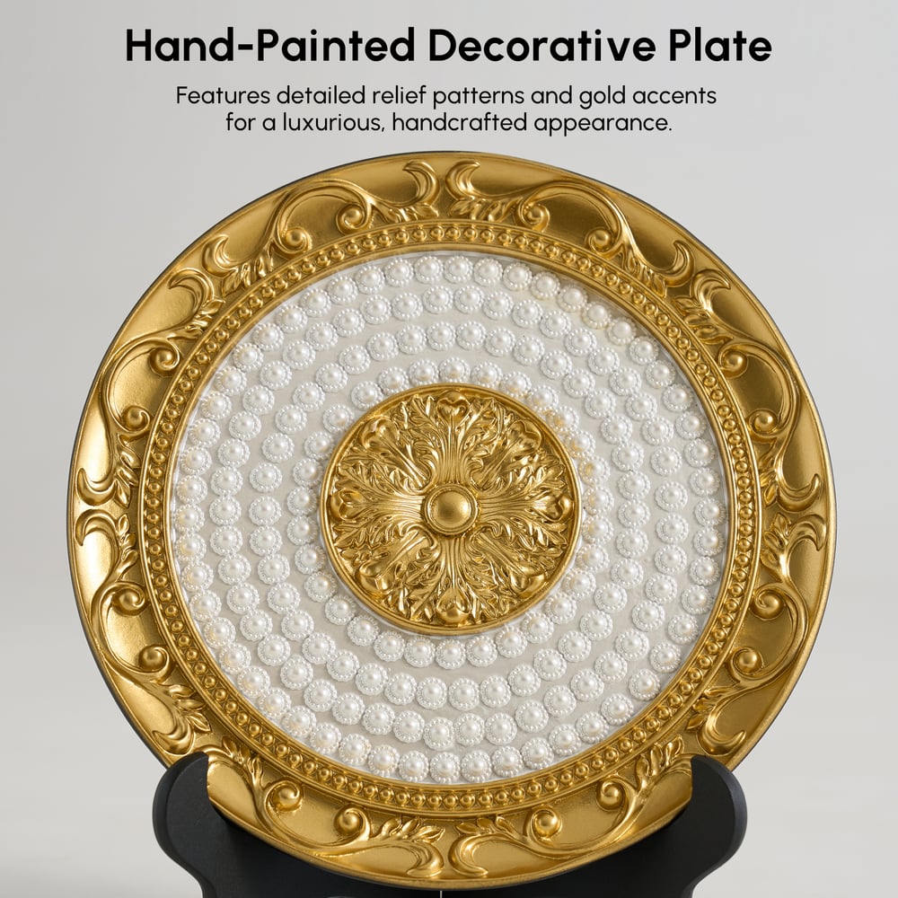 3 pcs Golden Deer Figurine with Decorative Plate Set, Luxury Resin Animal Sculptures window image