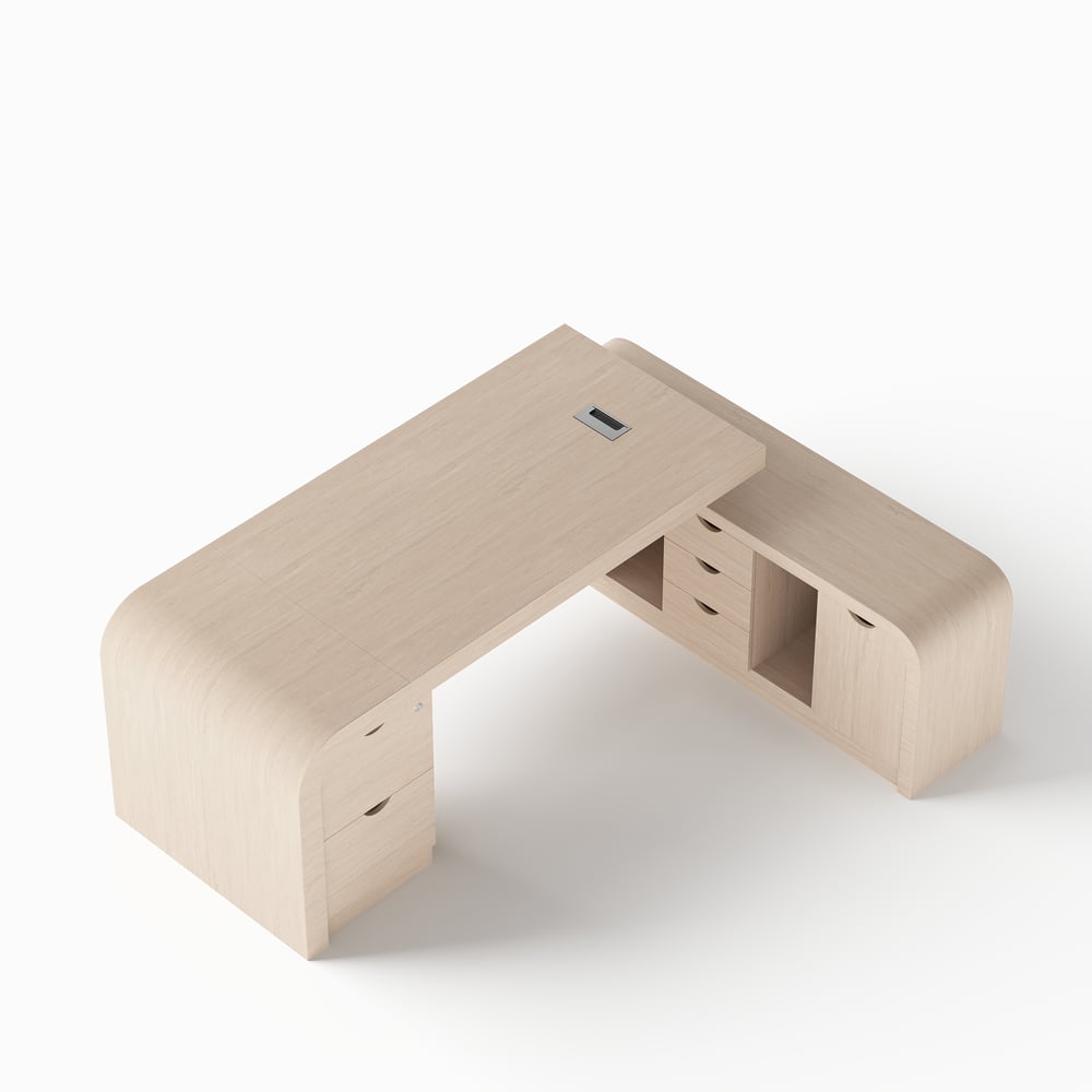 Chicent Whitewash L-shaped Modern Executive Desk with Ample Storage Right Hand (70.9'') window image