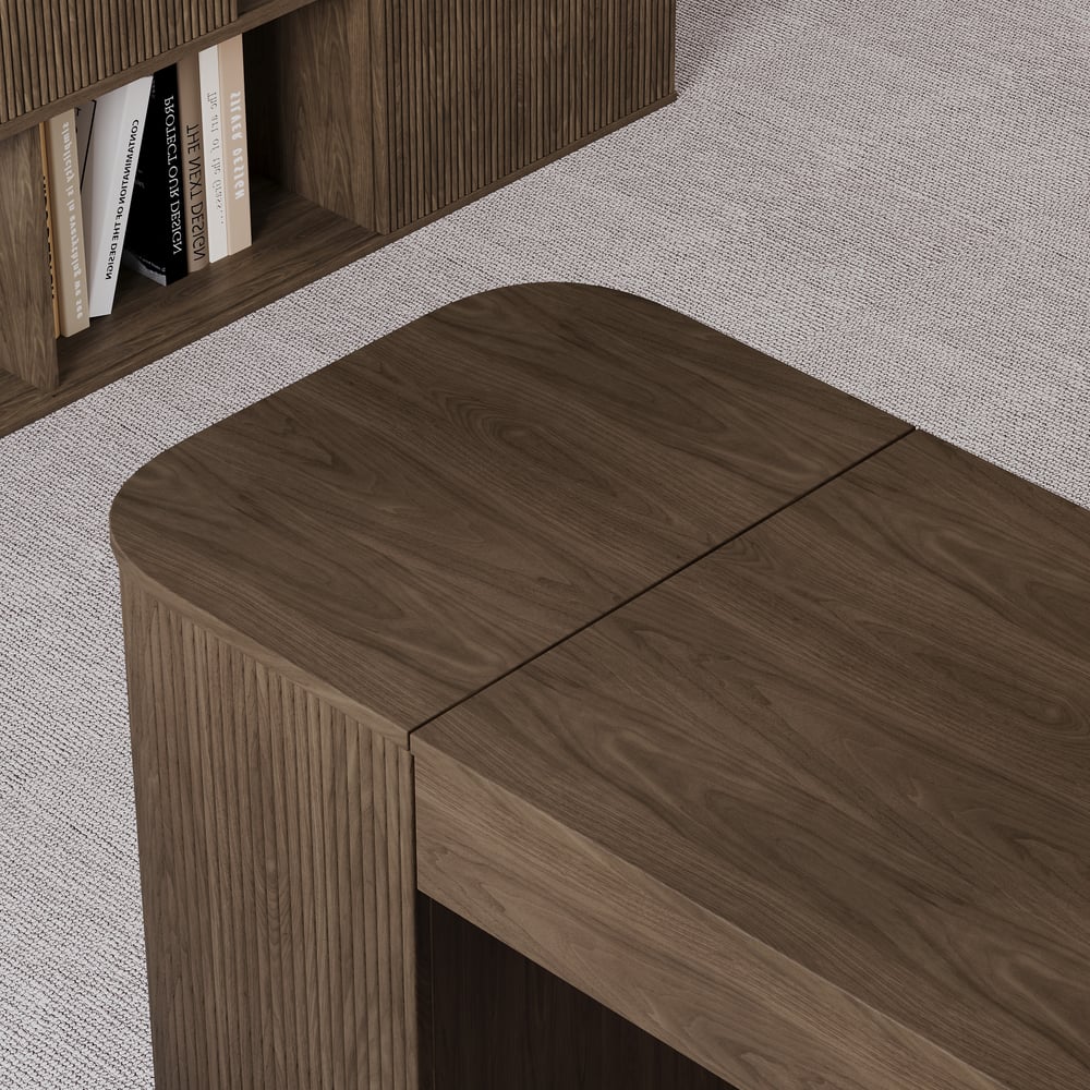 Velign 60" Walnut Standing Computer Desk with 2-Door Storage Cabinet window image