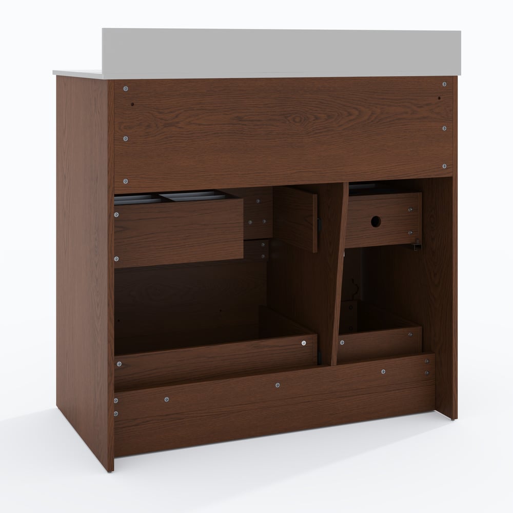92cm Walnut Single Bathroom Vanity with Sink and Sintered Stone Top window image