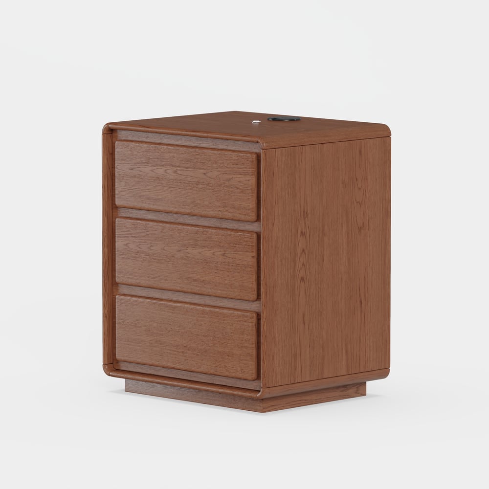 Haloa Walnut 3-Drawer LED Nightstand with Charging Station window image