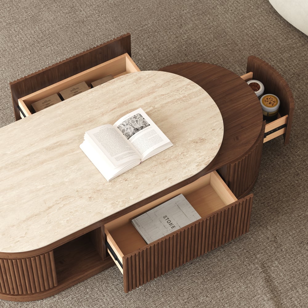 Ensemble meuble TV extensible et table basse Velar 71" image de fenêtre
