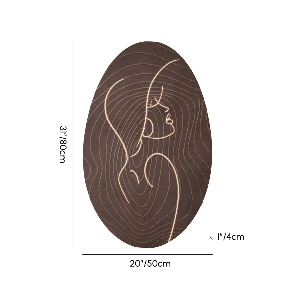 80cm Illuminated Abstract Figure Wall Art with Warm LED Backlight, Textured Wall Decor weights dimensions image