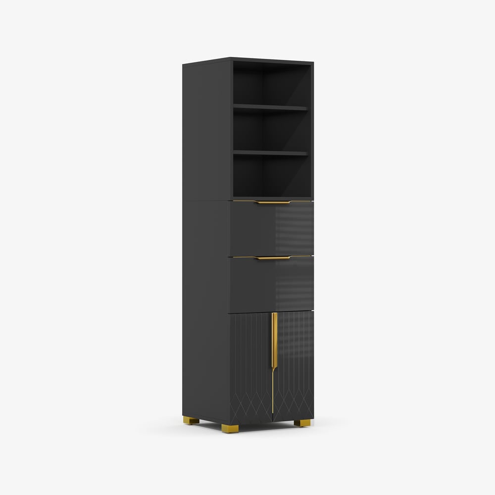 Aro 149cm Bathroom Storage Cabinet Freestanding Linen Tower with Shelves Drawers & Doors window image