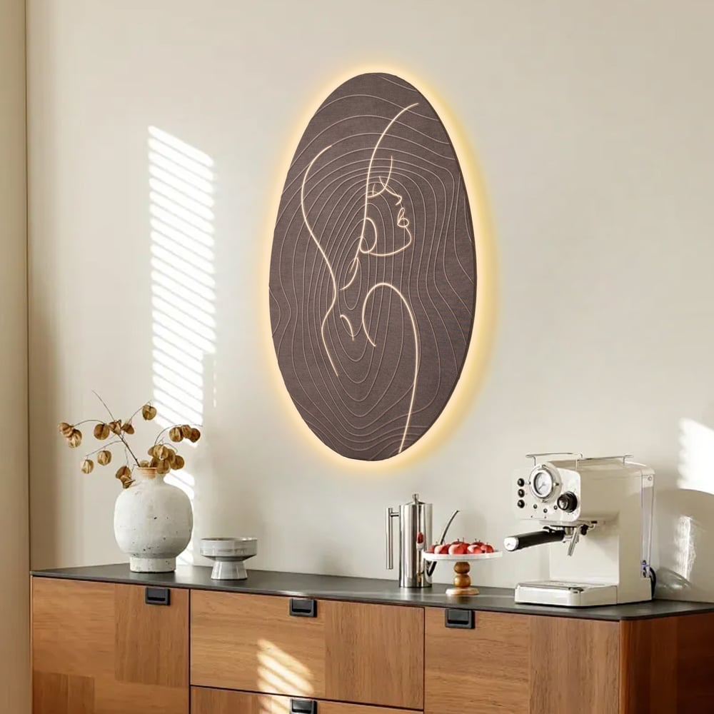 80cm Illuminated Abstract Figure Wall Art with Warm LED Backlight, Textured Wall Decor window image