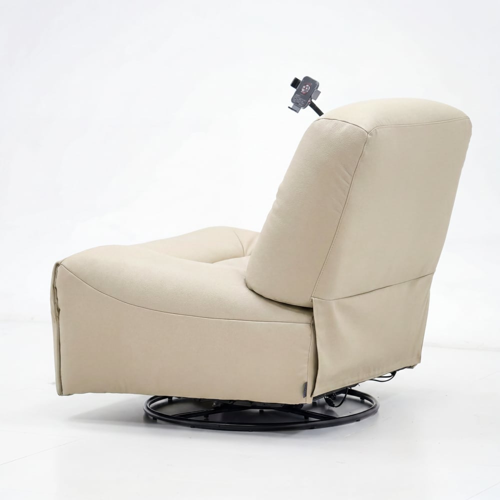 Leather Power Swivel Rocker Recliner Accent Chair with Phone Holder window image