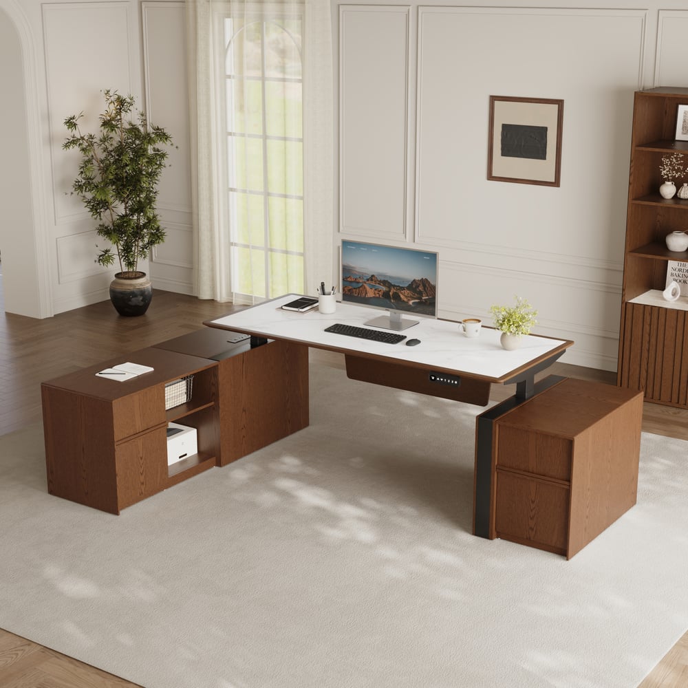 Modern 71" Modular Executive Standing Desk with Storage, Power Access & Memory Control window image