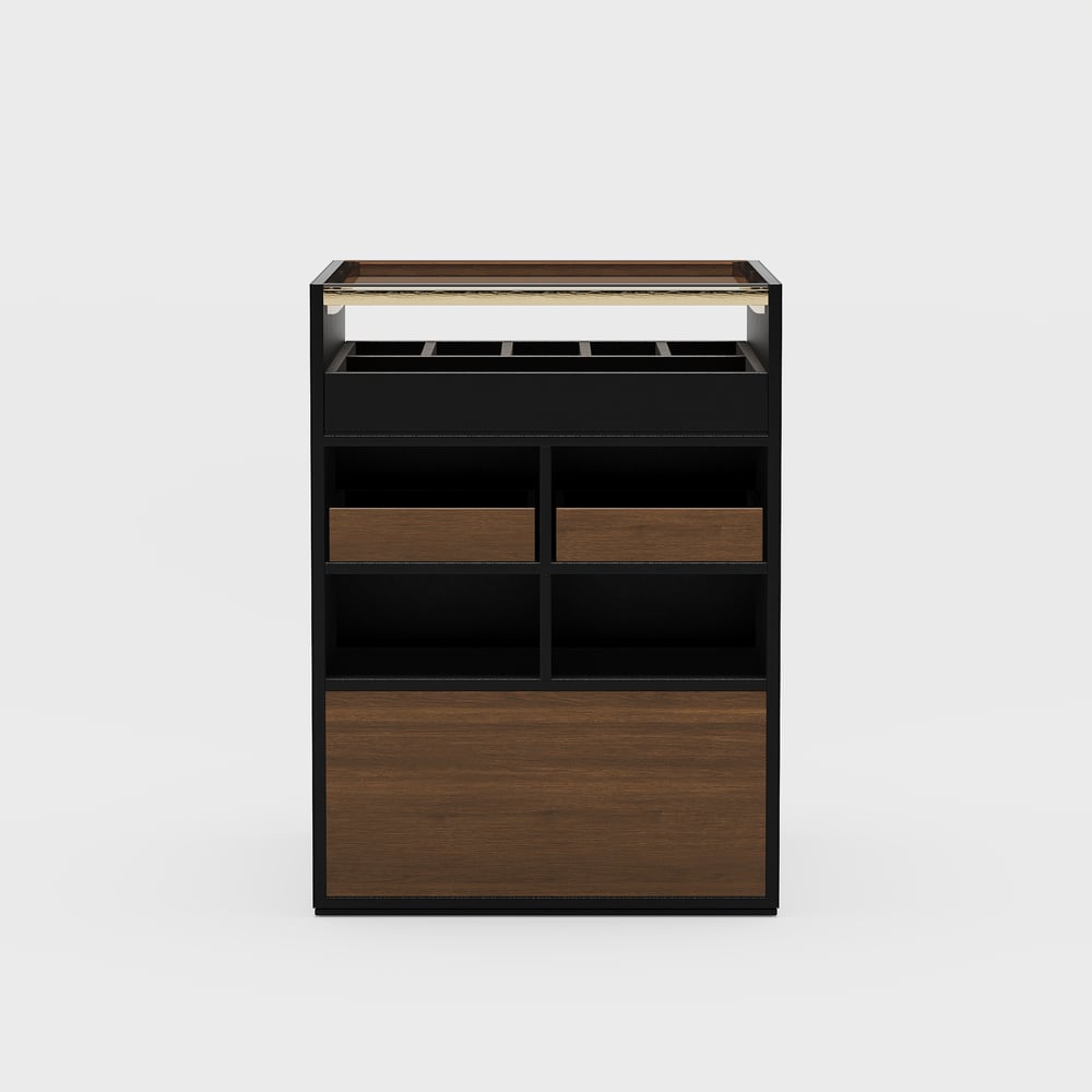 Saddle Leather 7-Dresser Walk-In Closet Island with Light & Jewelry Display window image