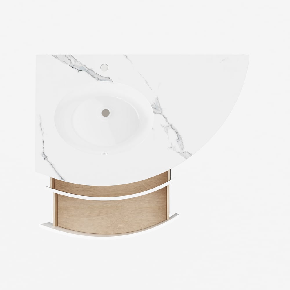 Meuble de salle de bain d'angle de 36 pouces avec rangement et éclairage LED à capteur image de fenêtre