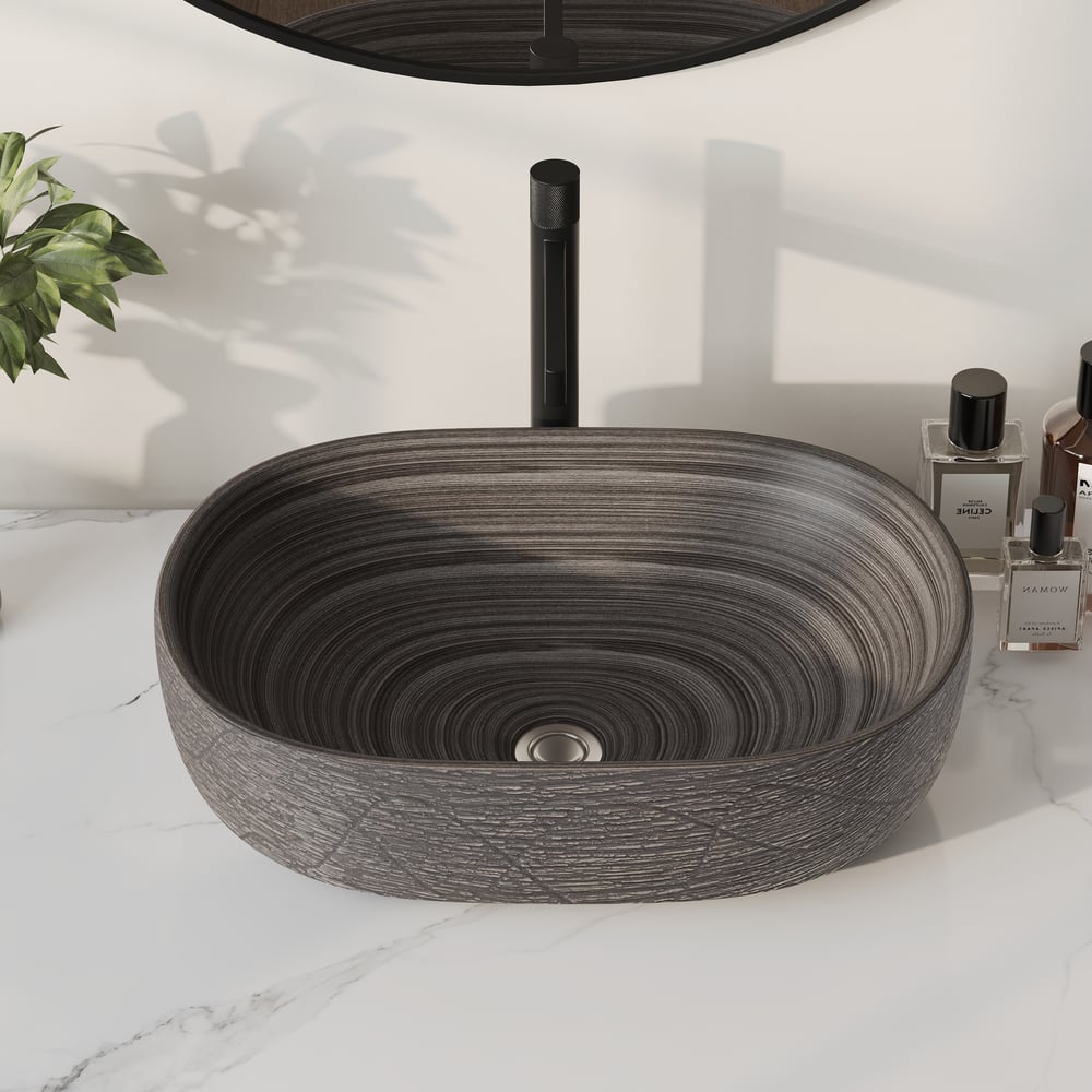 Lavabo de salle de bain ovale en céramique de 48cm – Vasque à poser émaillée mate image de fenêtre