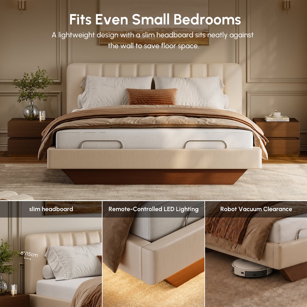 King Genuine Leather Zero Gravity Adjustable Bed Set window image