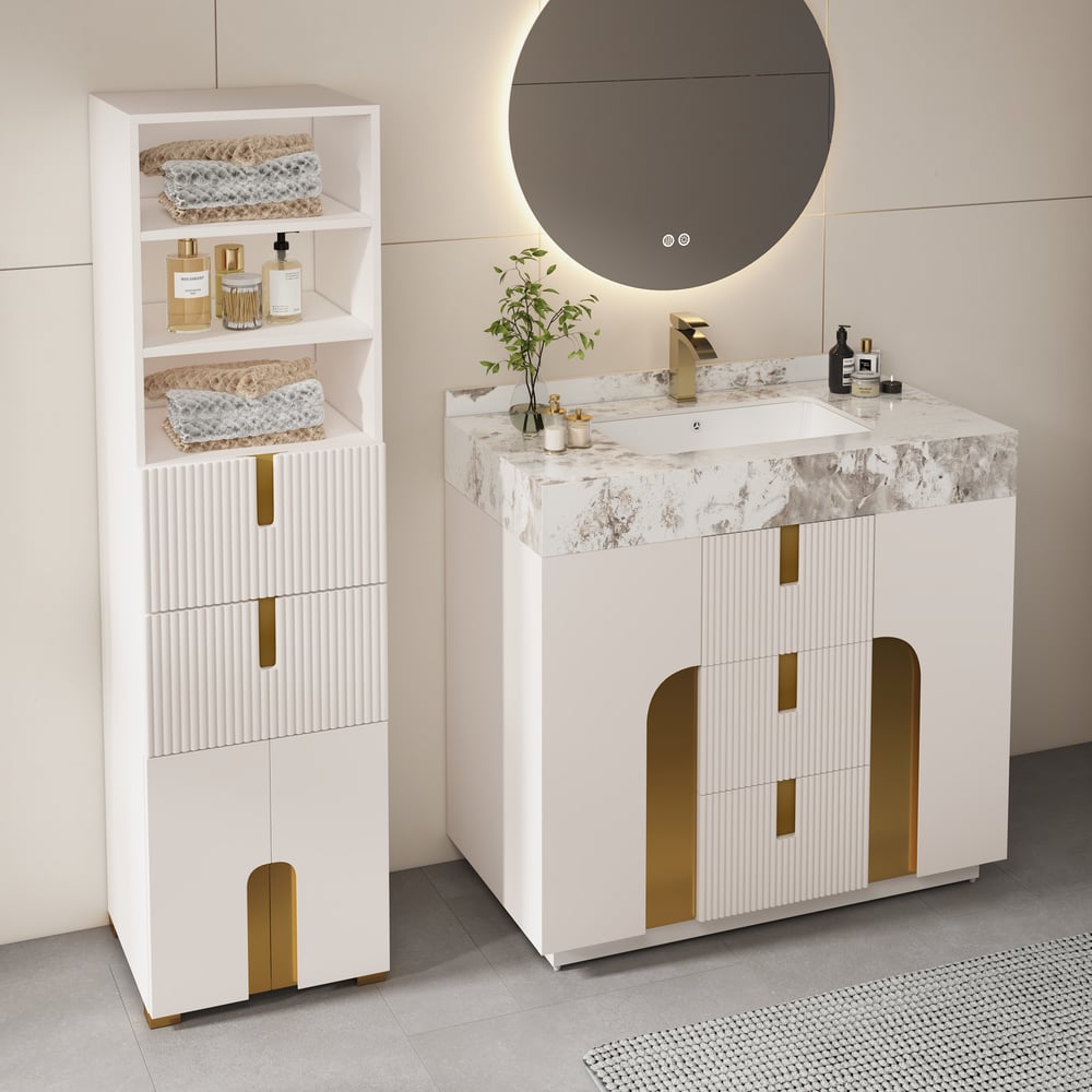 Artis 59" Tall Bathroom Storage Cabinet & 36" Single Vanity Set window image