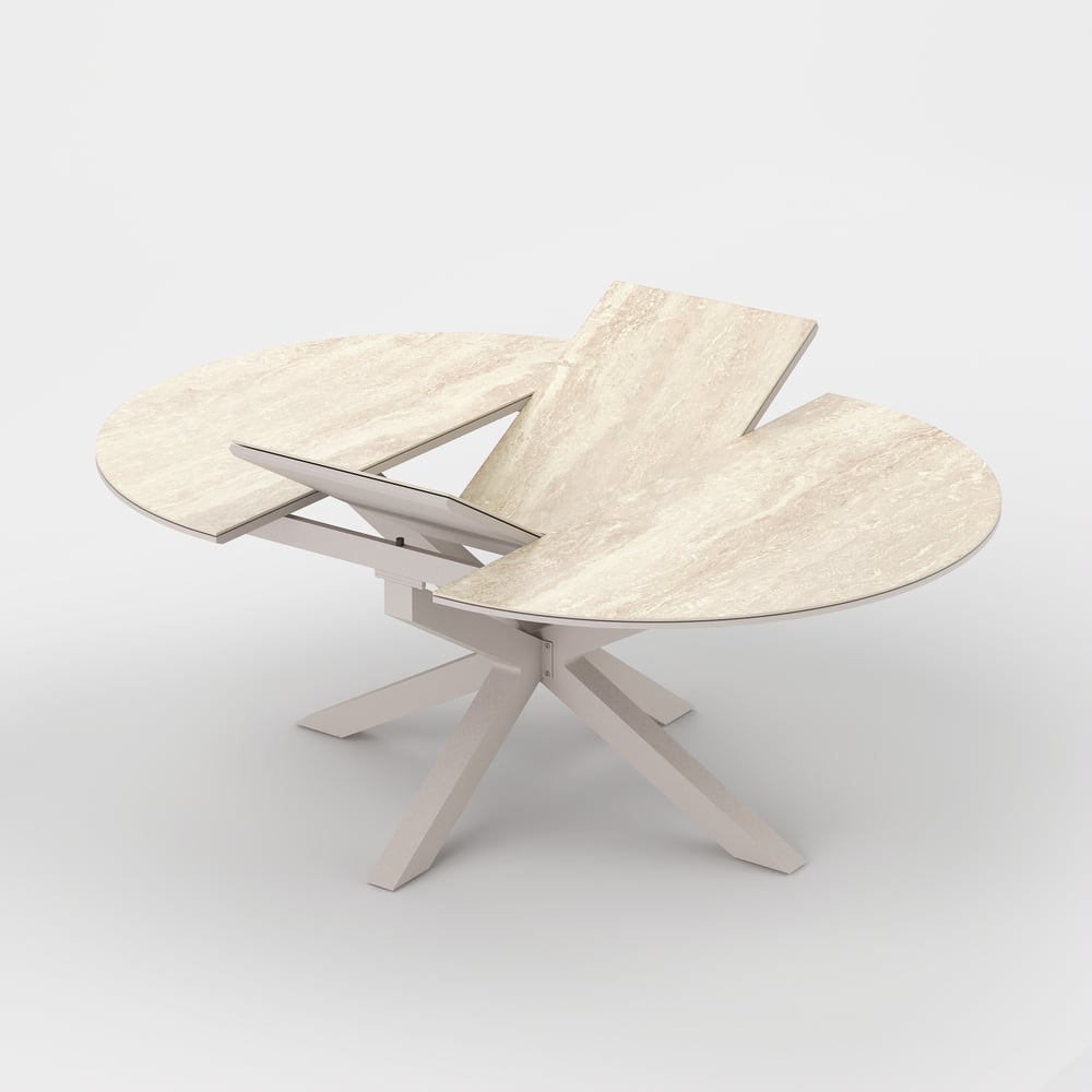 Outdoor Aluminum & Sintered Stone Extendable Dining Table in Sand window image