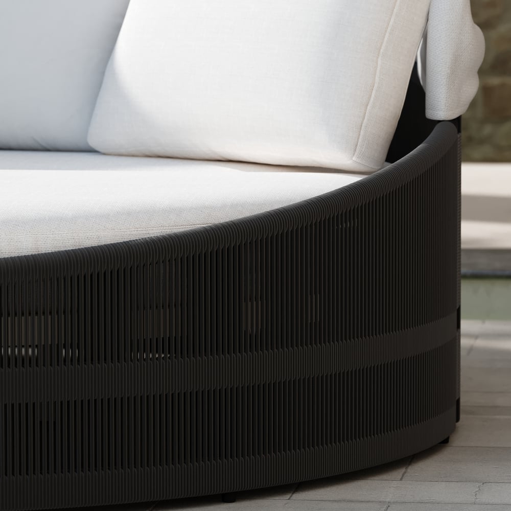 Costra Weatherproof Round Patio Daybed with Adjustable Canopy in Black window image