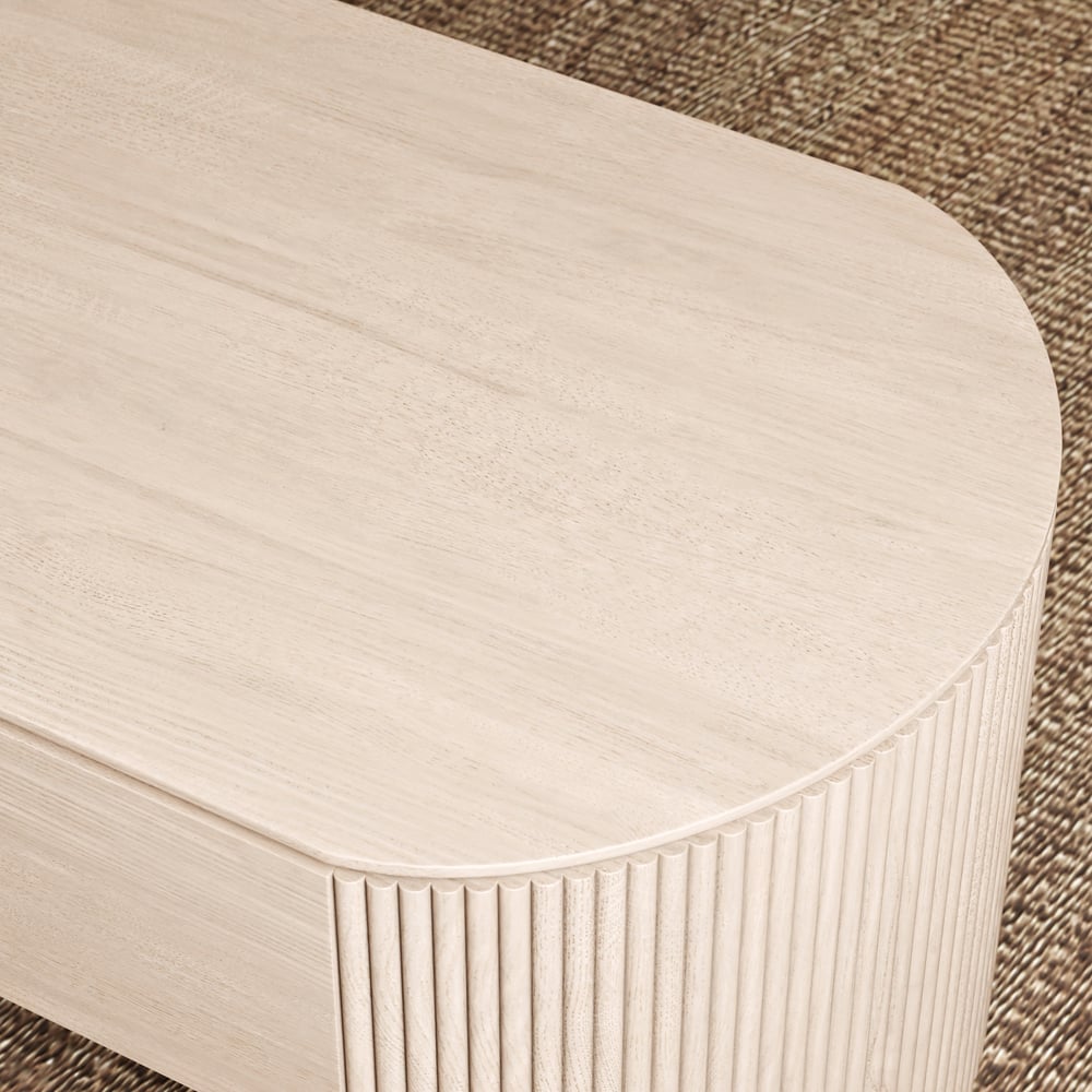 Mesa de Centro Retrátil Oval de 47" Mid-Century Modern Imagem da janela