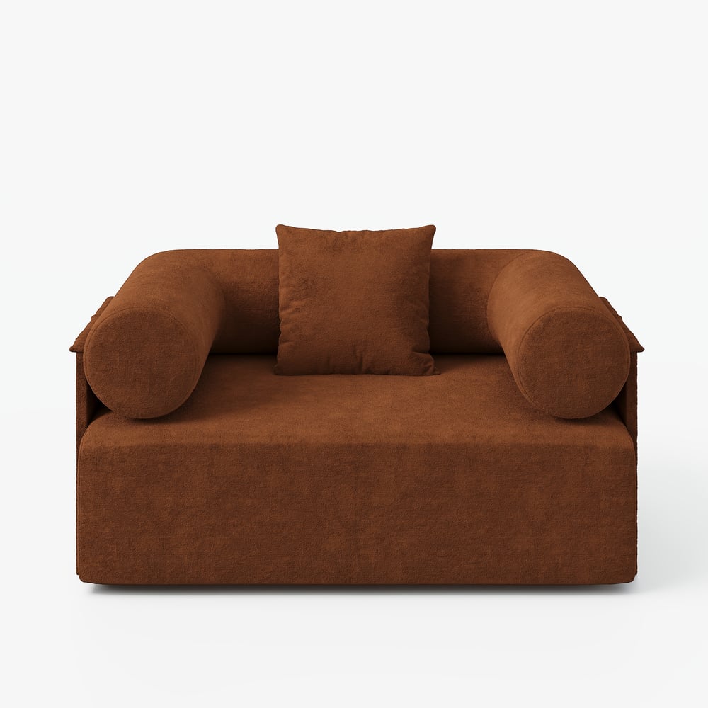 Serene Modern Rust Velvet Lounge Accent Chair window image
