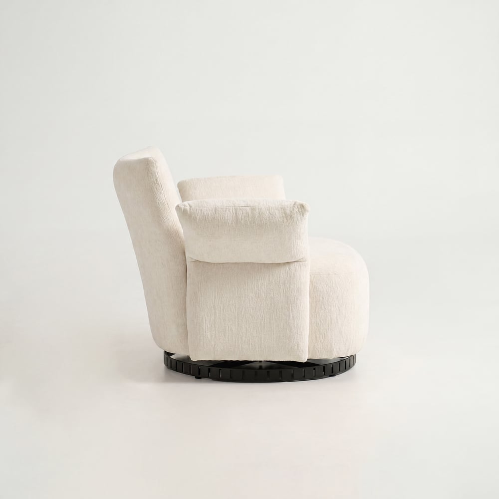 Performance Chenille Swivel Accent Chair with Adjustable Armrest window image