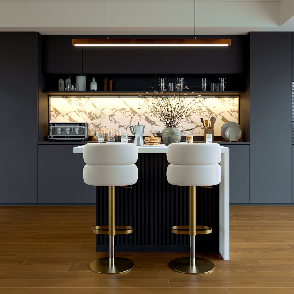 Modern 50" Wood Kitchen Island with Storage, White & Black window image