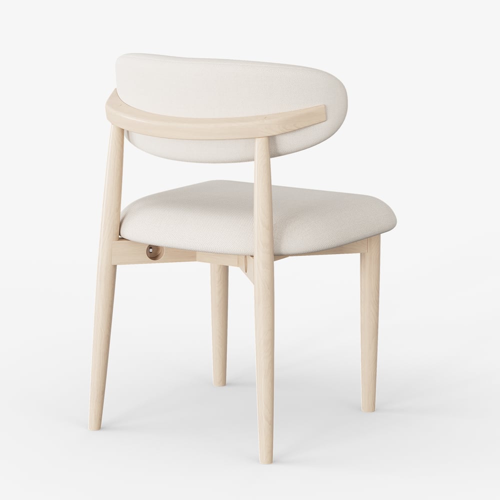 Modern Whitewash Linen Dining Chair with Rubber Wood Legs, 1 Piece window image