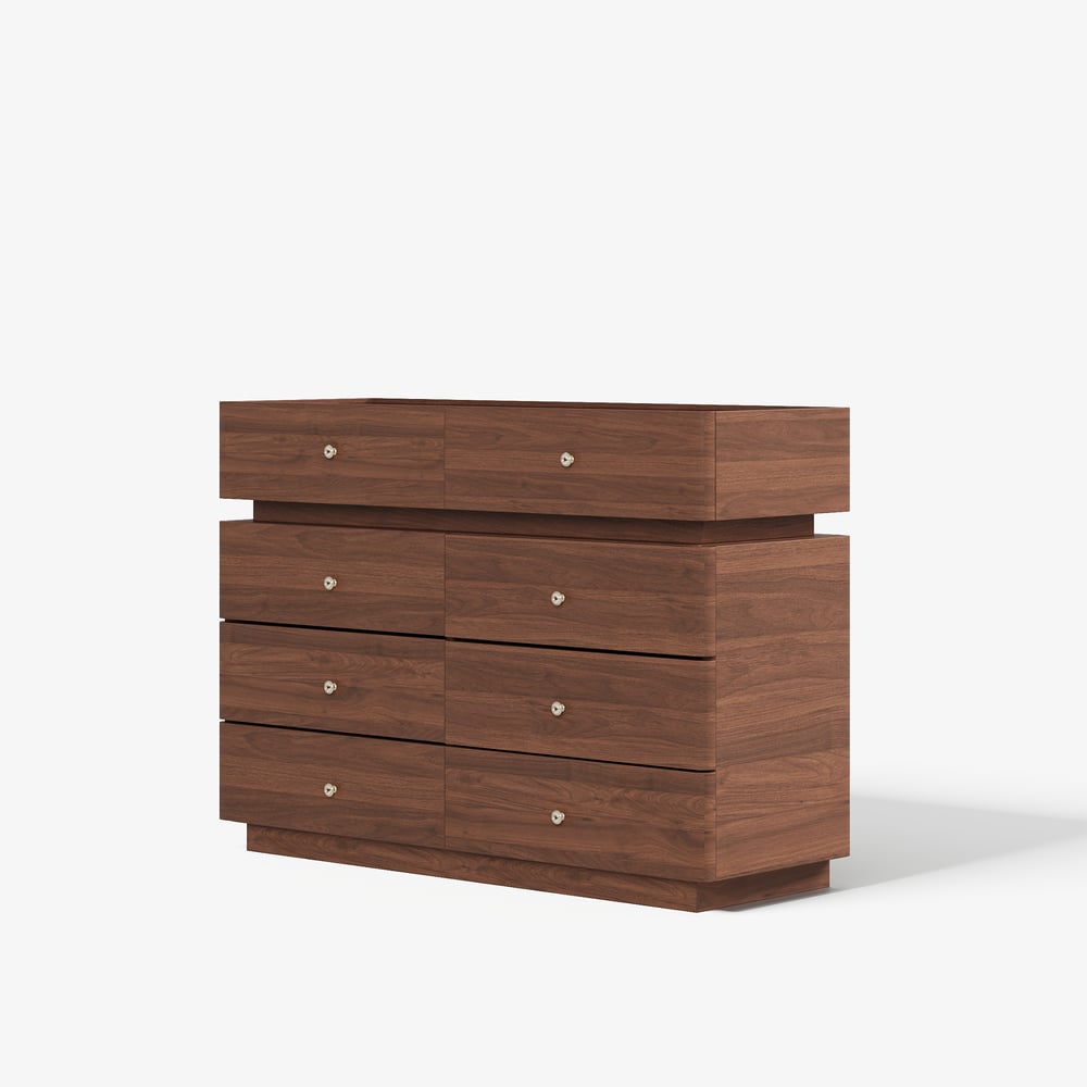 Modern 47" Tempered Glass Top 8-Drawer White Dresser with LED & Jewelry Trays window image