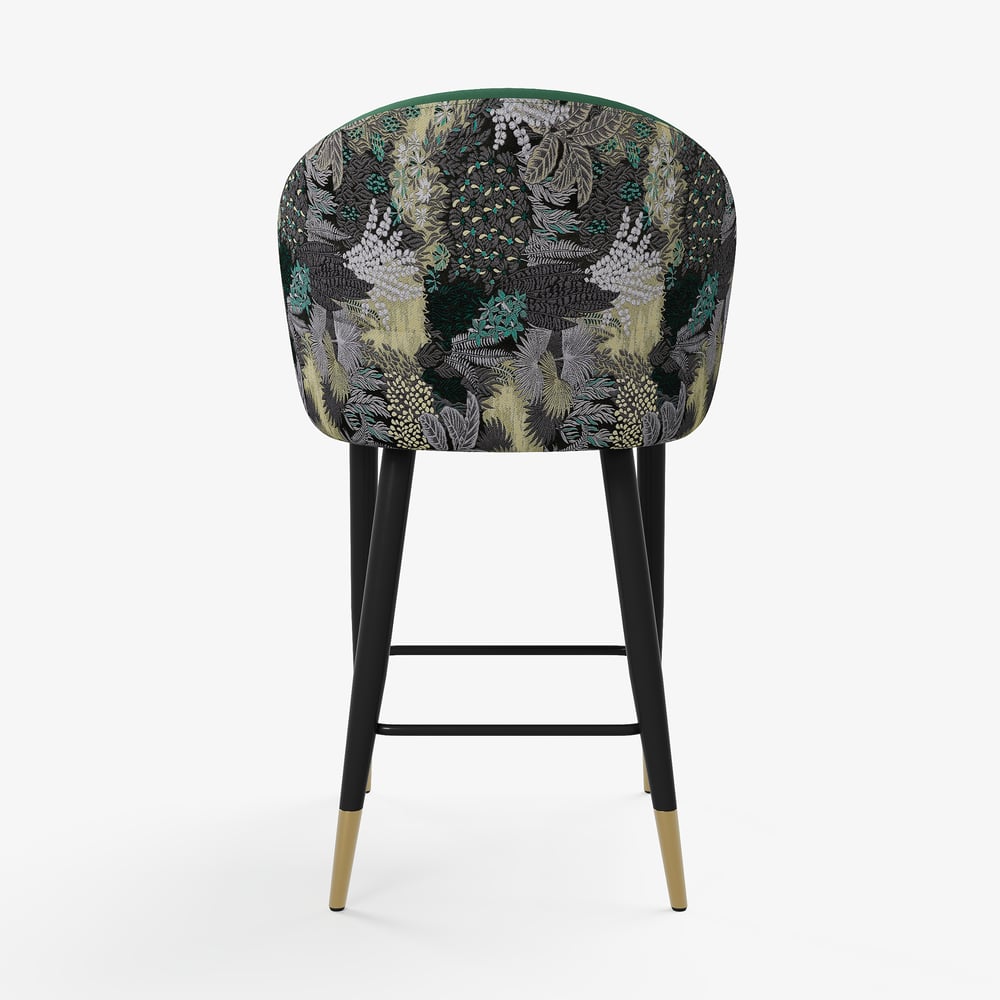 Modern Green Velvet Bar Stool with Upholstered, 1 Piece window image