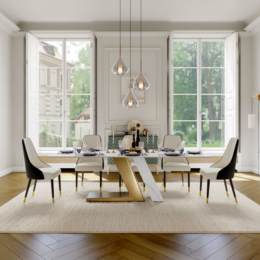 Diamic Black Faux Leather Dining Chairs with Upholstered, 2 Pieces window image