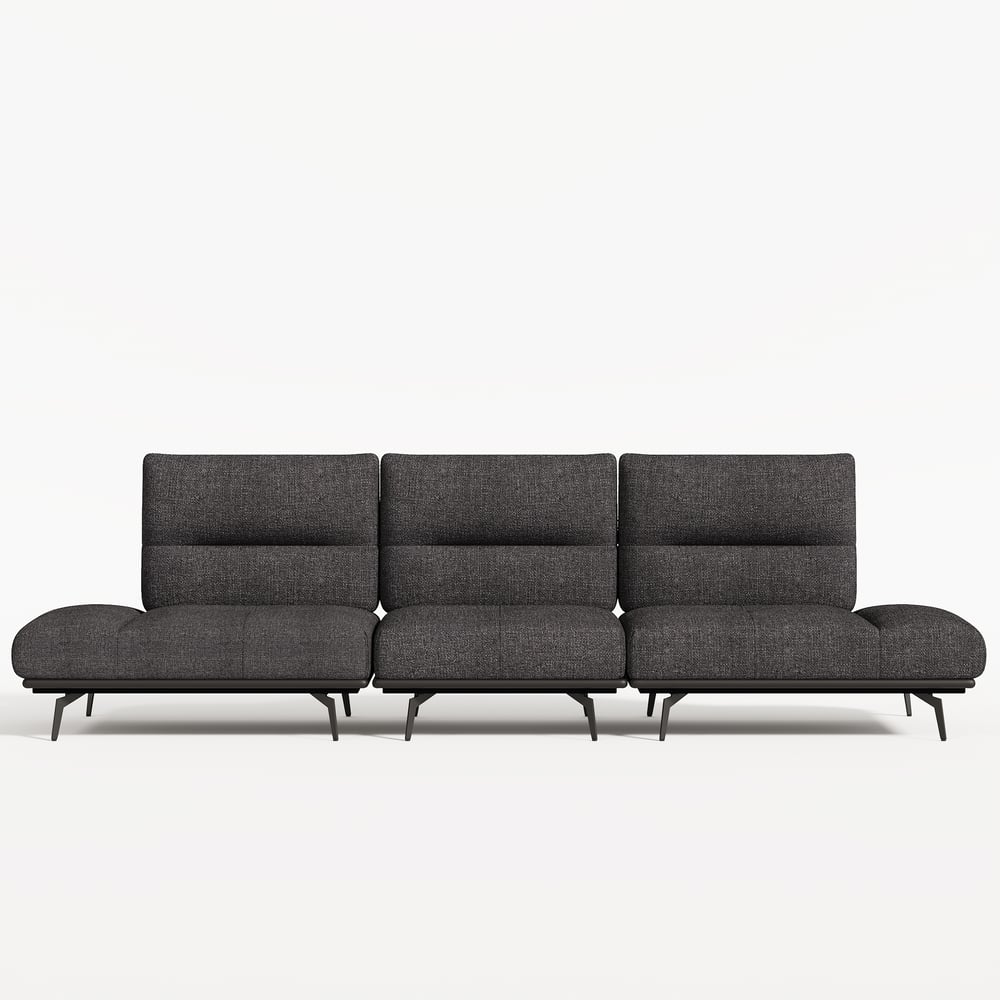 136" Yarn-Dyed Fabric and Faux Leather Reclining Sofa with Metal Legs window image