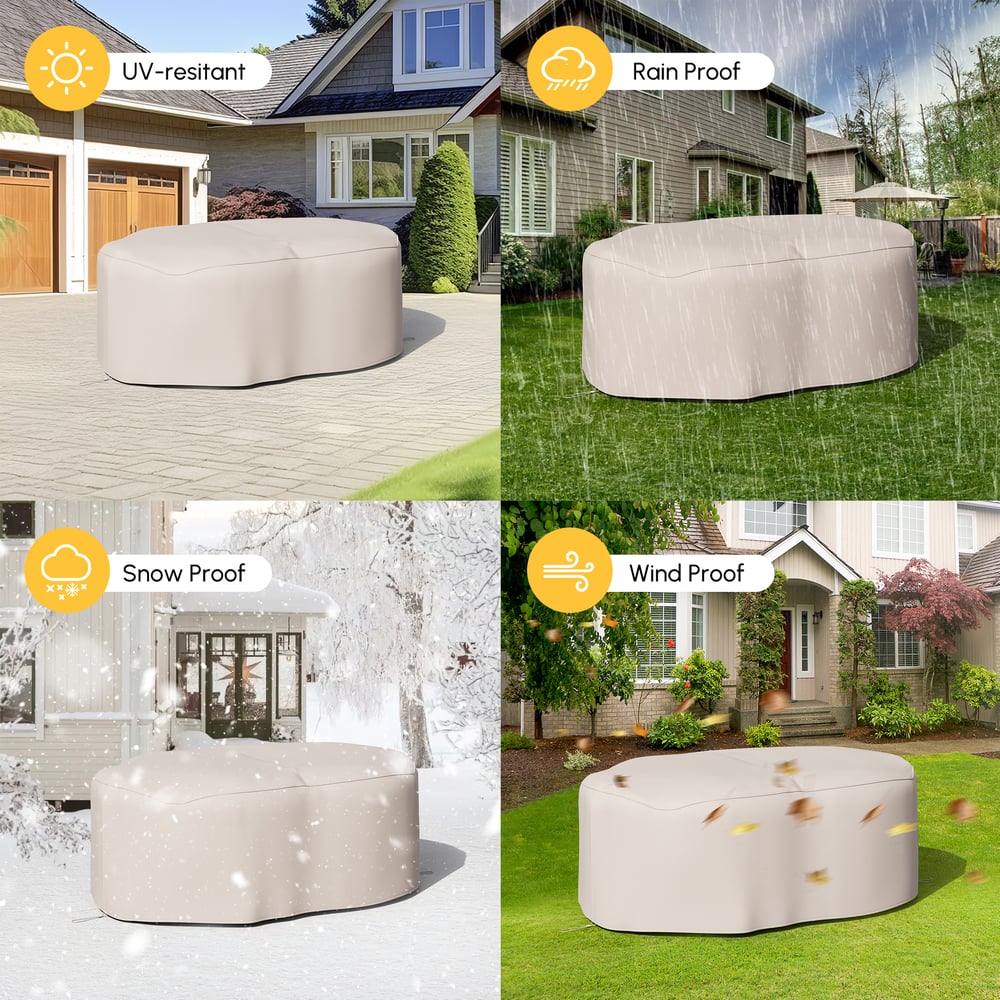 Cocaro 600D Tough Canvas Weatherproof Garden Dining Table Set Protective Covers window image