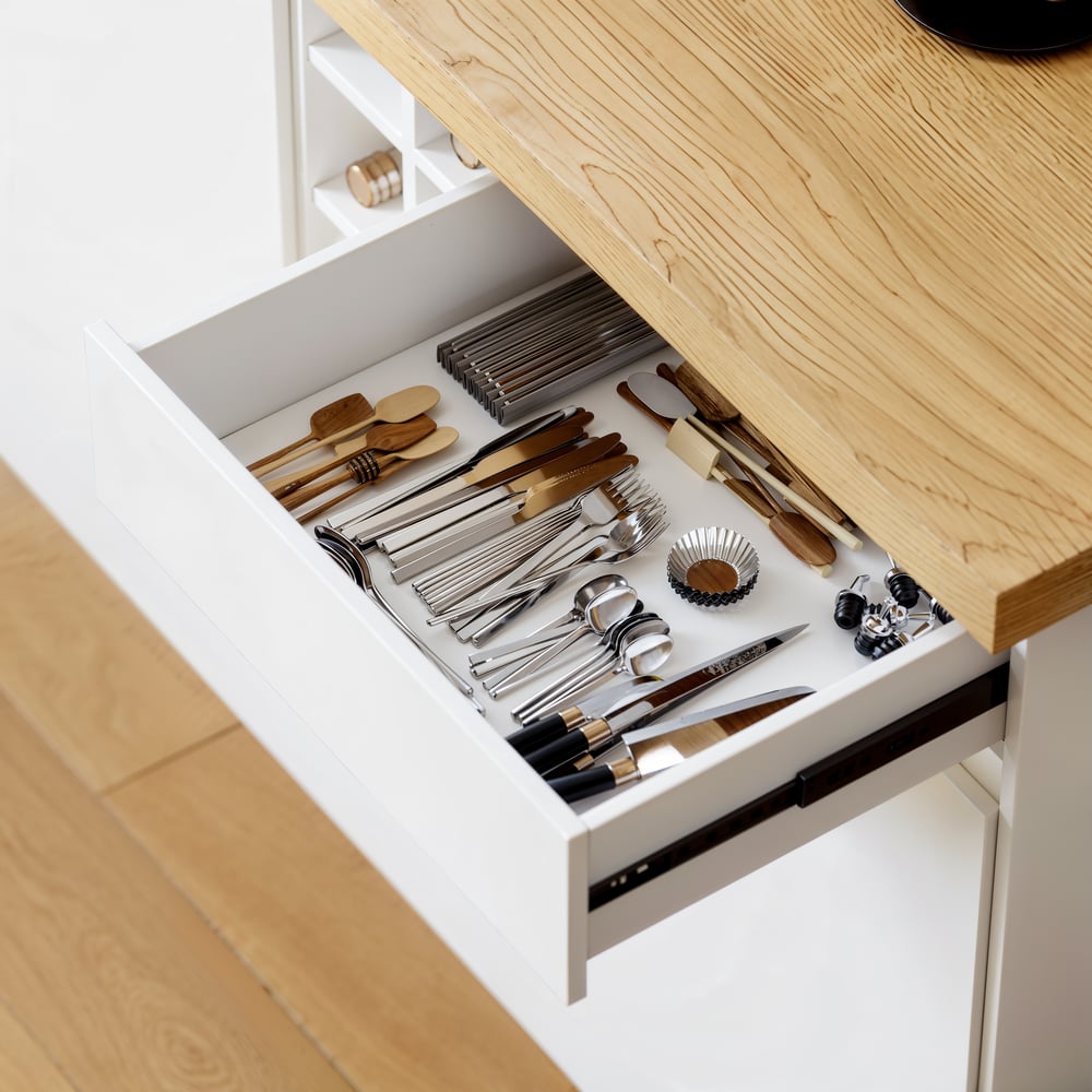 72" Japandi Style Wood Kitchen Island with Multi-Storage and LED Light Natural & White window image