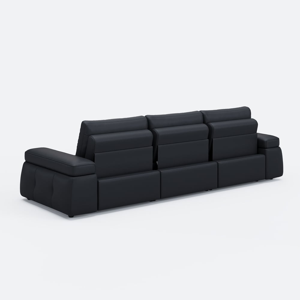130" 3-Seater Genuine Leather Power Convertible Sleeper Sofa with Adjustable Armrests window image