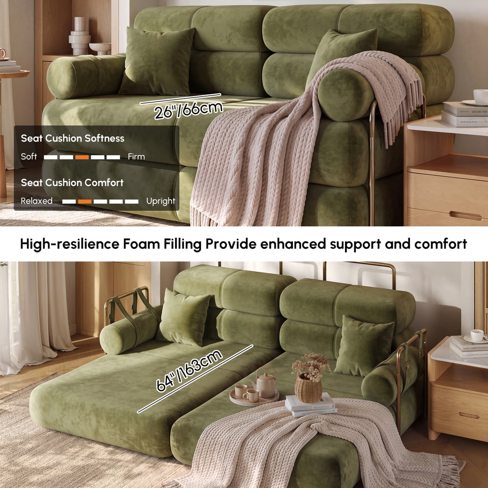 Canapé-lit convertible Humply 170 cm 2 places en velours chenille 4 en 1 image de fenêtre
