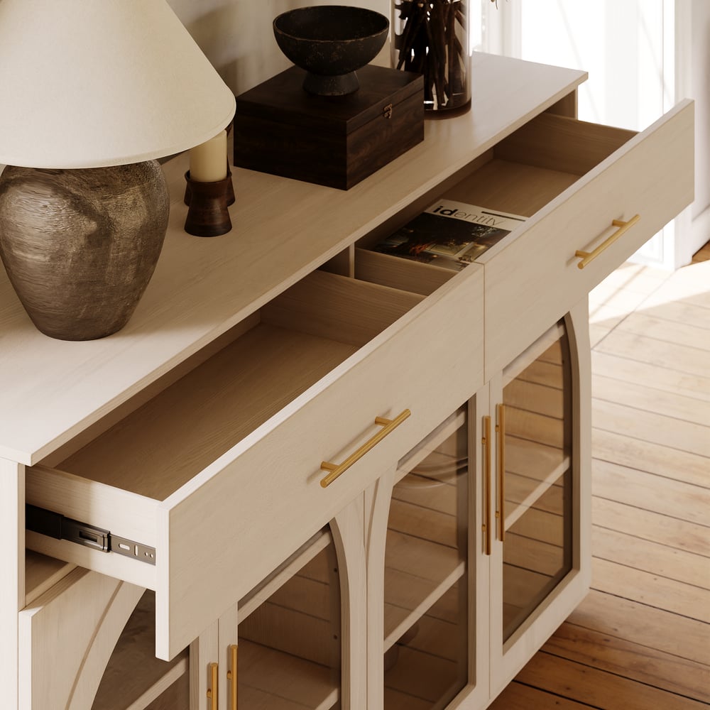 Arune 63" Whitewash Wood Sideboard with Storage & LED Lights window image