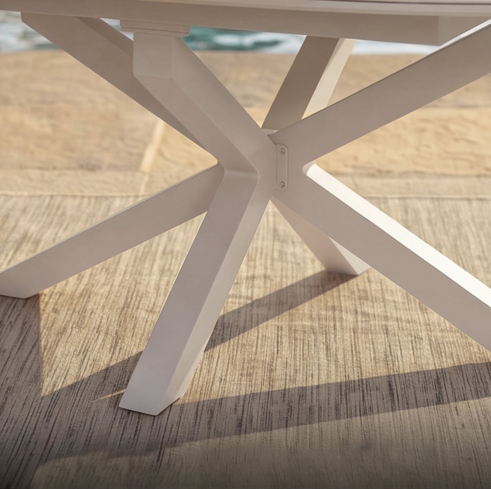 Outdoor Aluminum & Sintered Stone Extendable Dining Table in Sand window image