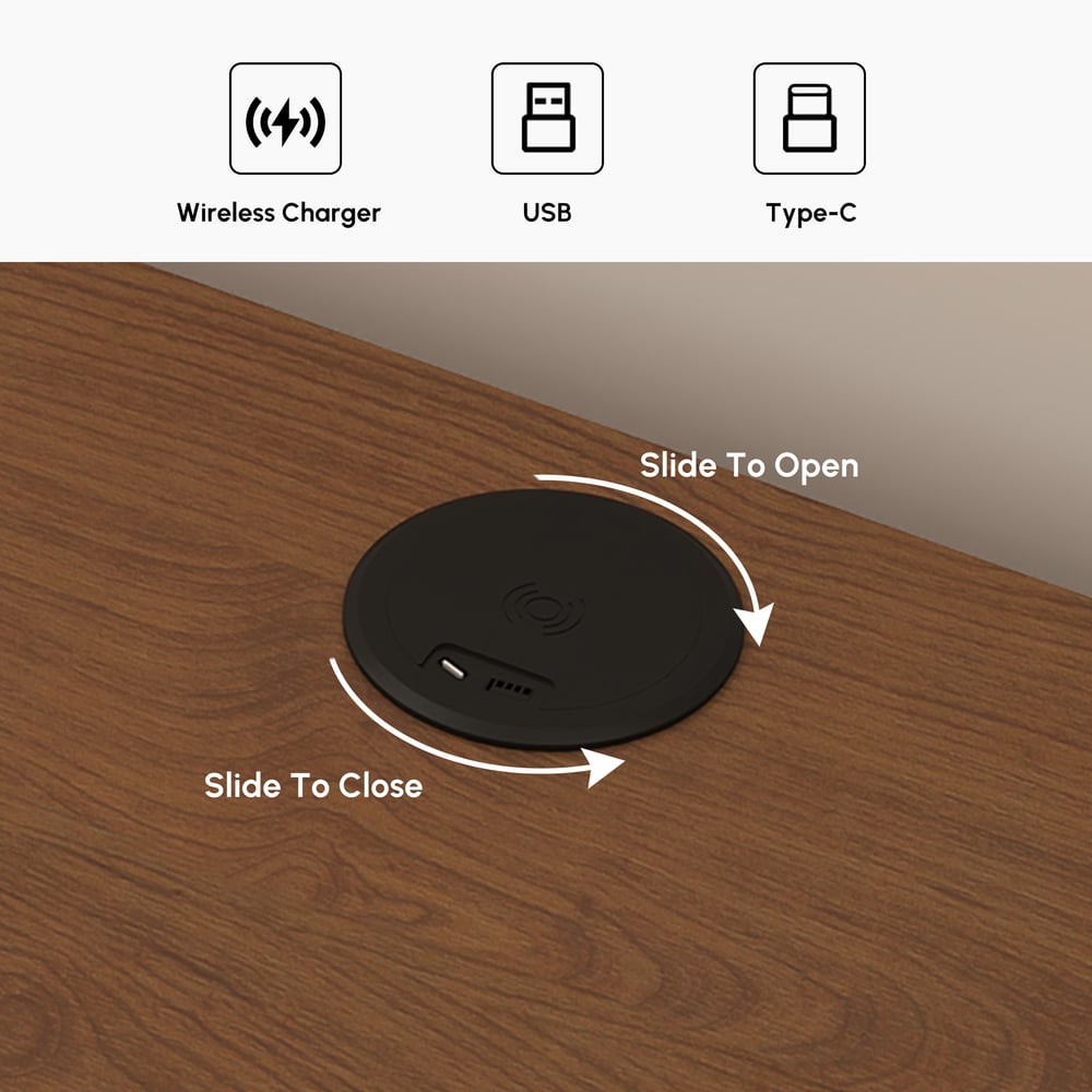 Meloa 47" Wooden Walnut 6-Drawer Dresser with Light and Charging Station window image